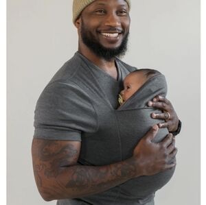 Lalabu Solid Grey Dad Short Sleeve V Cut Neckline Shirt